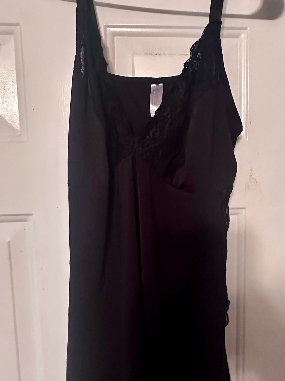 Delta Burke Black Lace-Trim Slip Nightdress